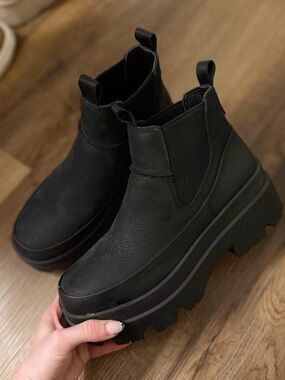 UGG Black Chunky Platform Chelsea Booties
